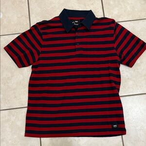 Vans Navy and Red Striped Polo Shirt